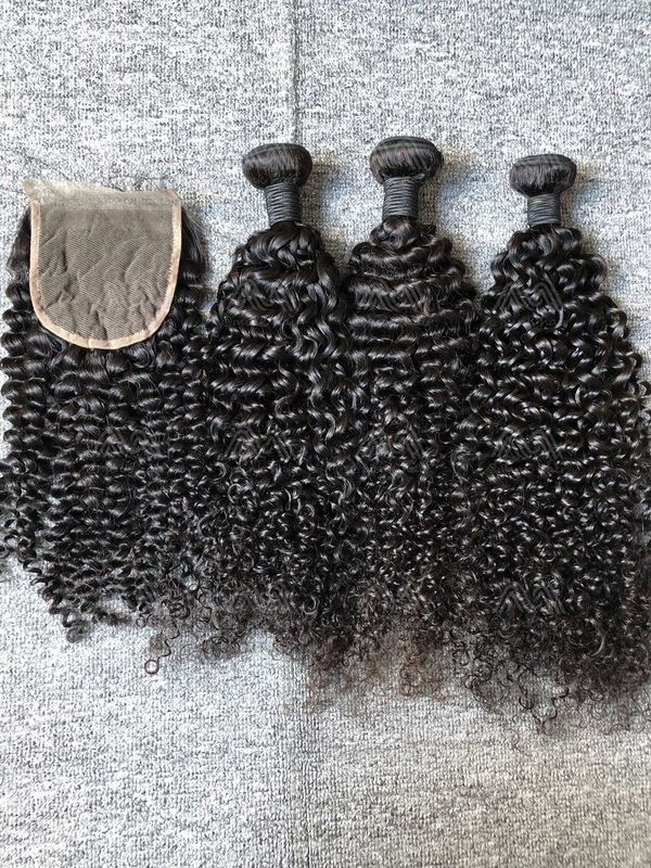 Mink Hair Jerry Curly 3 Bundles With 4X4 Transparent Closure Deals