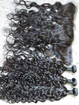 Mink Hair Water Wave 3 Bundles With 13X4 Transparent Frontal Deals