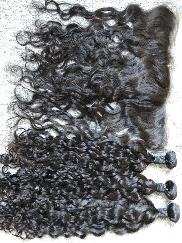 Mink Hair Water Wave 3 Bundles With 13X4 Transparent Frontal Deals