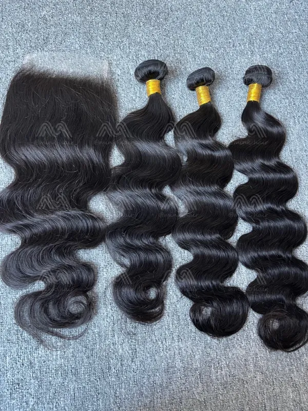Diamond Hair Body wave 3 Bundles With 5X5 HD Closure Deals