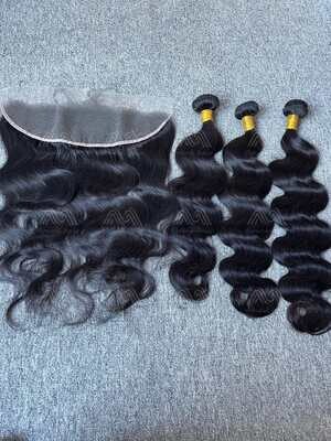 Diamond Hair Body wave 3 Bundles With 13x4 HD Frontal Deals
