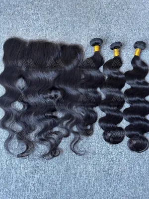 Diamond Hair Body wave 3 Bundles With 13X4 HD Frontal Deals