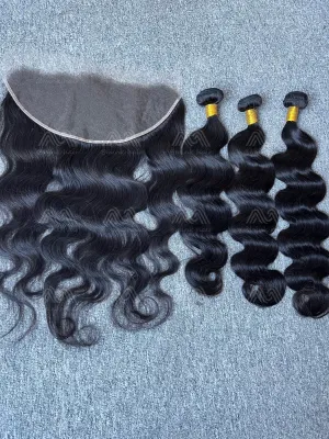 Diamond Hair Body wave 3 Bundles With 13X6 HD Frontal Deals