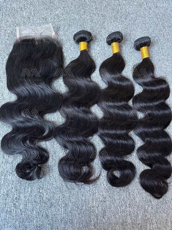 Diamond Hair Body wave 3 Bundles With 4x4 Transparent Closure Deals