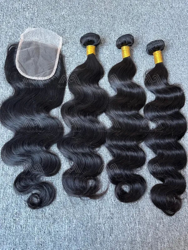 Diamond Hair Body wave 3 Bundles With 4X4 Transparent Closure Deals