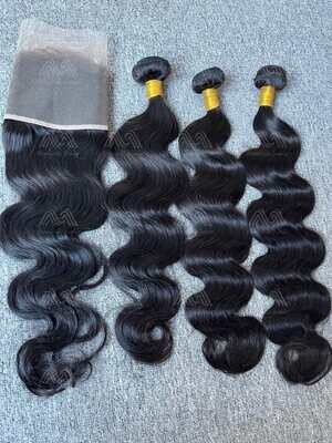 Diamond Hair Body wave 3 Bundles With 13x4 Transparent Frontal Deals