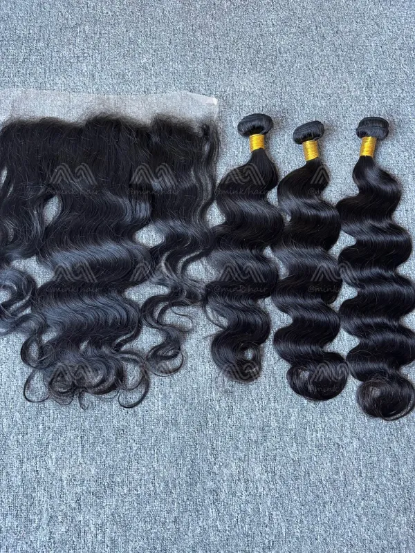 Diamond Hair Body wave 3 Bundles With 13X4 Transparent Frontal Deals