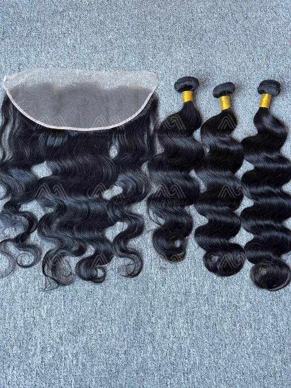 Diamond Hair Body wave 3 Bundles With 13X4 Transparent Frontal Deals