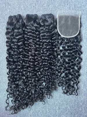 Mink Hair Italian Curly 3 Bundles With 5X5 HD Closure Deals