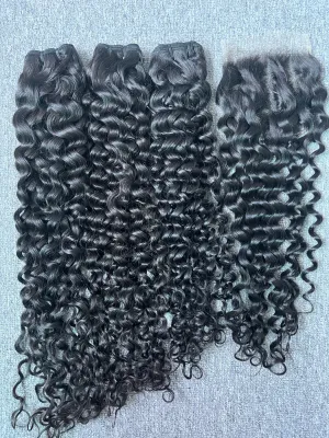 Mink Hair Italian Curly 3 Bundles With 5X5 HD Closure Deals
