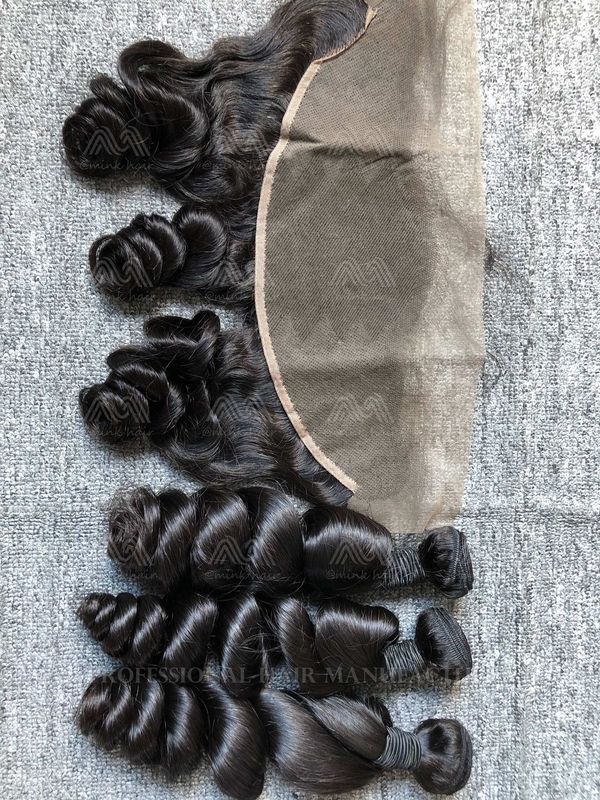 Mink Hair Loose Wave 3 Bundles With 13X4 Transparent Frontal Deals