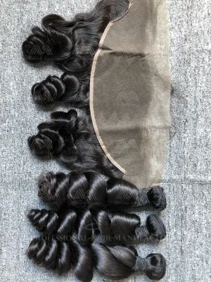Mink Hair Loose Wave 3 Bundles With 13X4 Transparent Frontal Deals