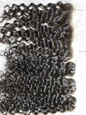 Mink Hair Italian Curly 3 Bundles With 13X4 Transparent Frontal Deals