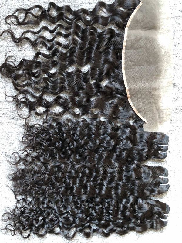 Mink Hair Italian Curly 3 Bundles With 13X4 Transparent Frontal Deals