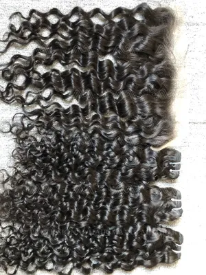 Mink Hair Italian Curly 3 Bundles With 13X4 Transparent Frontal Deals