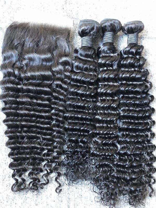 Mink Hair Deep Wave 3 Bundles With 5X5 Transparent Closure Deals