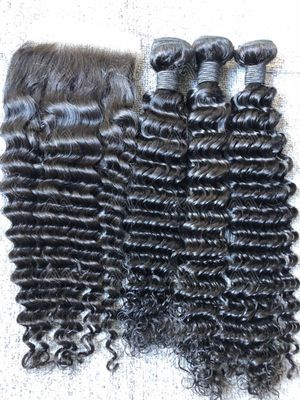 Mink Hair Deep Wave 3 Bundles With 5X5 Transparent Closure Deals