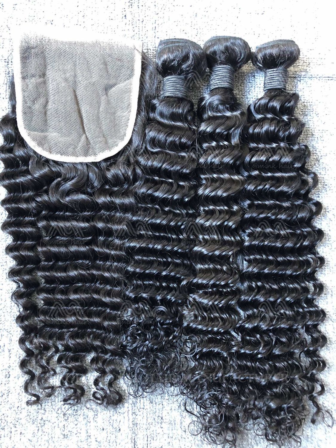 Mink Hair Deep Wave 3 Bundles With 5X5 Transparent Closure Deals