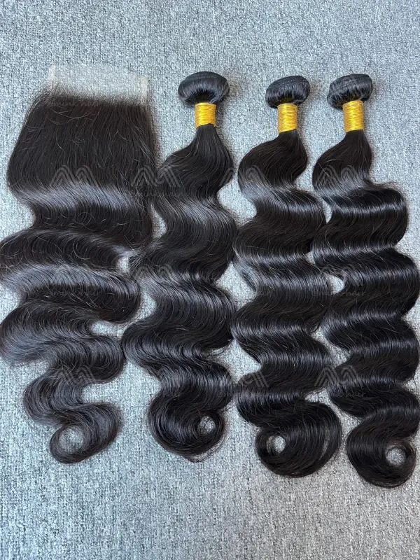 Diamond Hair Body wave 3 Bundles With 4X4 HD Closure Deals