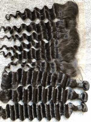 Mink Hair Loose Deep 3 Bundles With 13X4 Transparent Frontal Deals