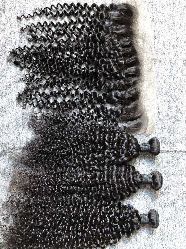 Mink Hair Jerry Curly 3 Bundles With 13X4 Transparent Frontal Deals