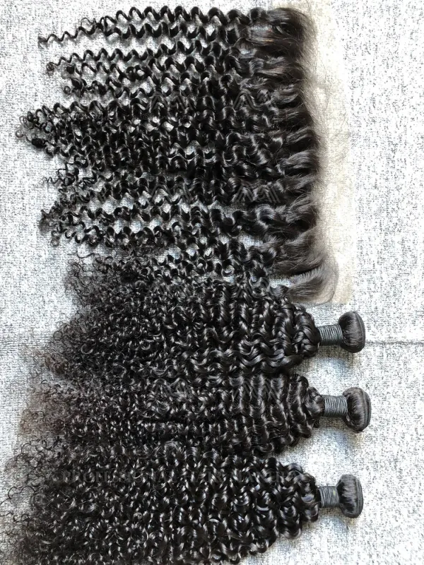 Mink Hair Jerry Curly 3 Bundles With 13X4 Transparent Frontal Deals