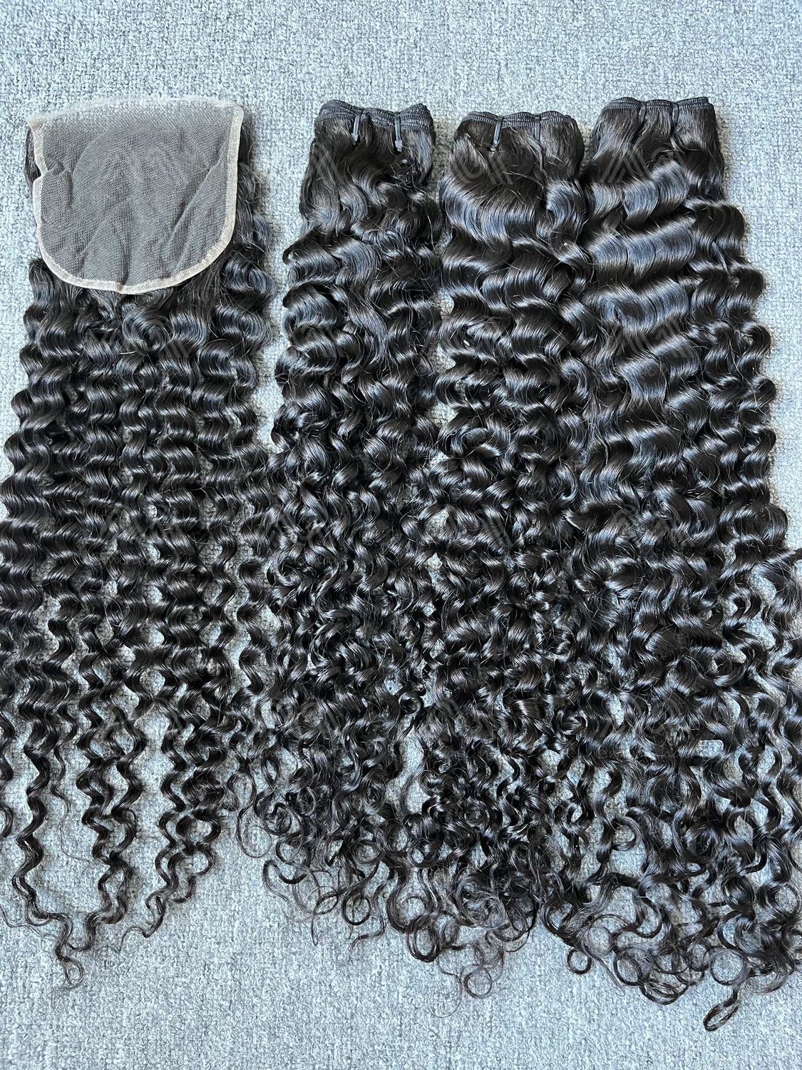Mink Hair Italian Curly 3 Bundles With 5X5 Transparent Closure Deals
