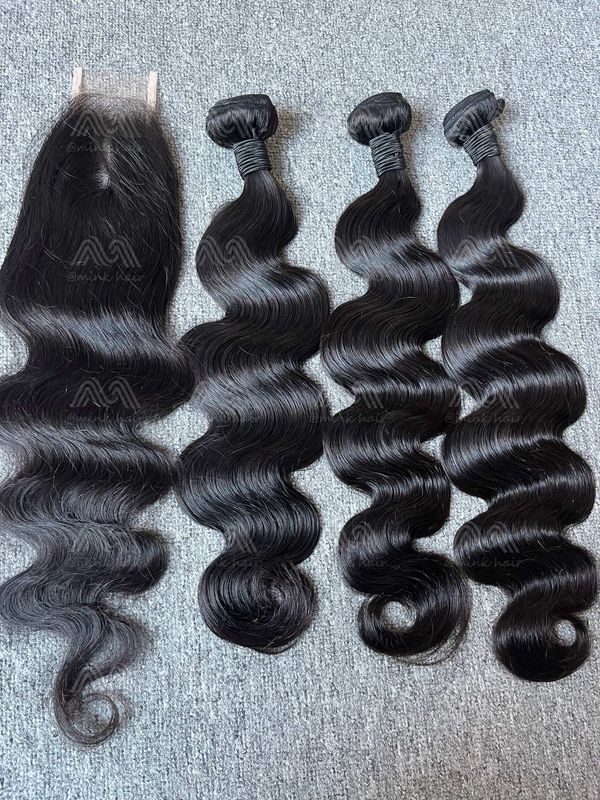 Mink Hair Body Wave 3 Bundles With 2x6 HD Closure Deals