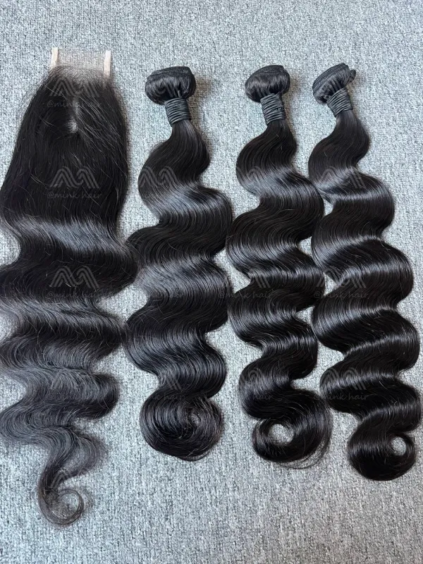 Mink Hair Body Wave 3 Bundles With 2X6 HD Closure Deals
