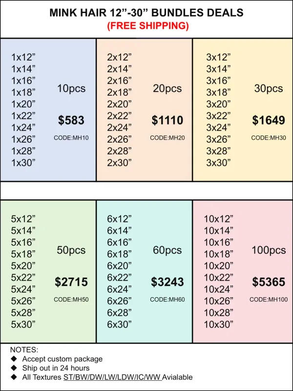 Bundles Deals: Mink Hair Bundles 12inch-30inch