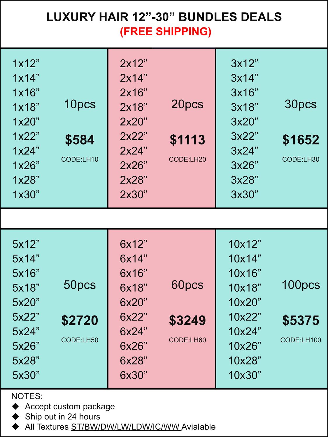 Bundles Deals: Luxury Hair 12inch-30inch