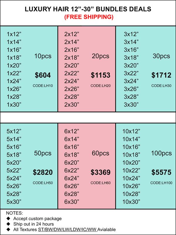 Bundles Deals: Luxury Hair 12inch-30inch