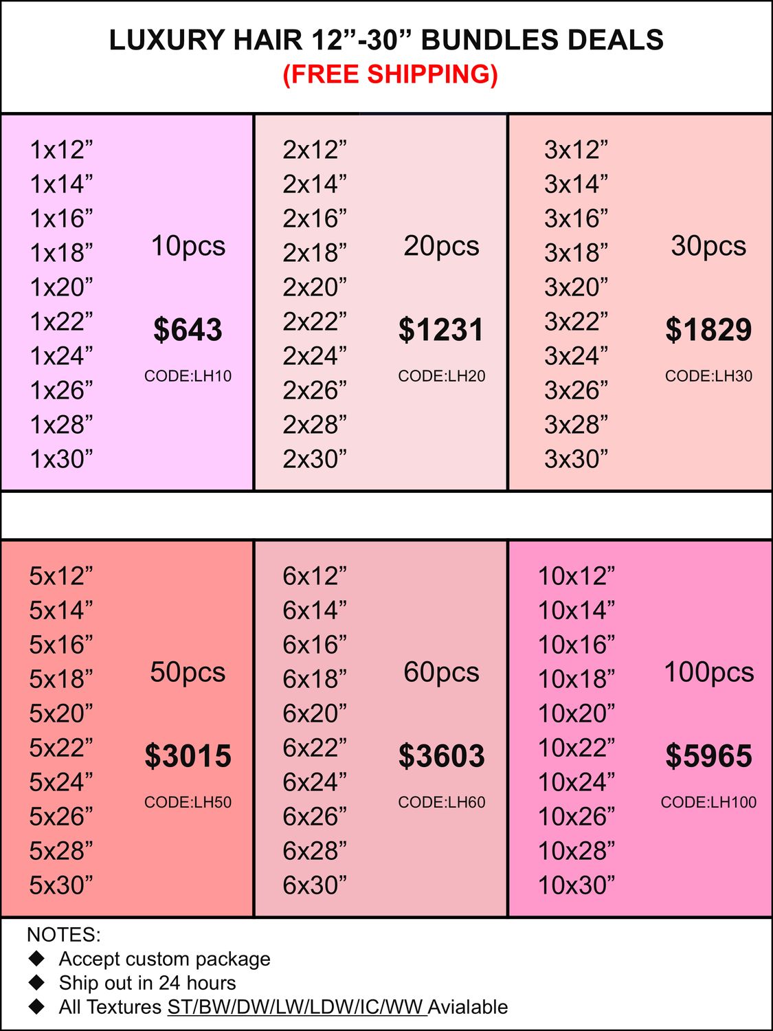 Bundles Deals: Luxury Hair 12inch-30inch