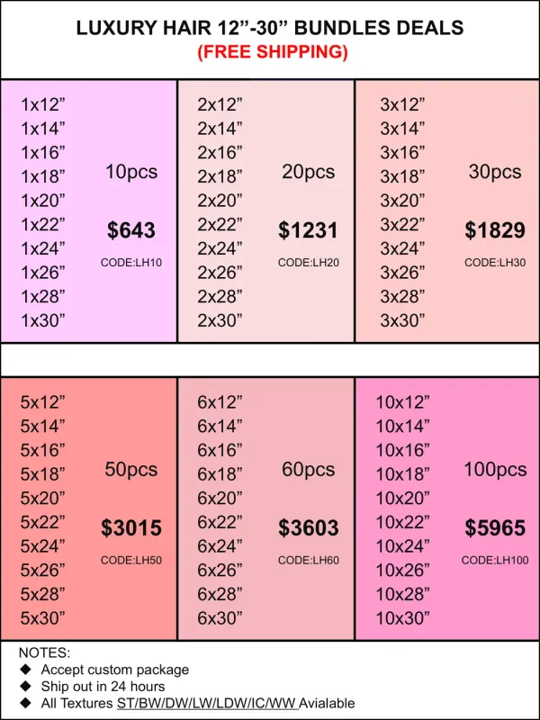 Bundles Deals: Luxury Hair 12inch-30inch