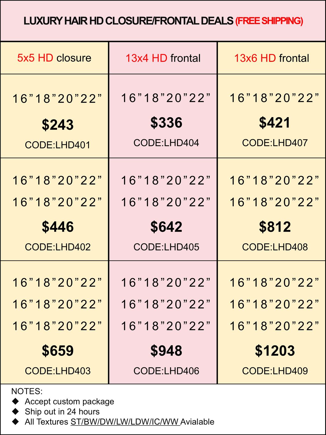 HD Closure &amp; Frontal Deals: Luxury Hair 5x5/13x4/13x6