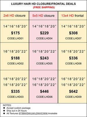 HD Closure &amp; Frontal Deals: Luxury Hair 2x6/5x5/13x4