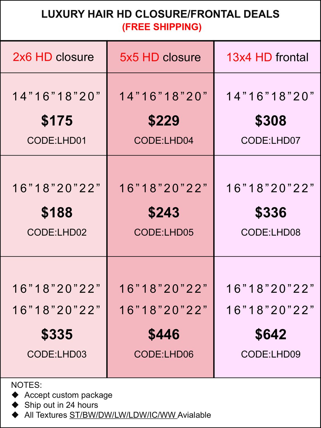 HD Closure &amp; Frontal Deals: Luxury Hair 2x6/5x5/13x4