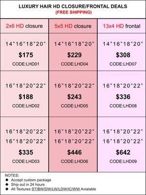 HD Closure &amp; Frontal Deals: Luxury Hair 2x6/5x5/13x4
