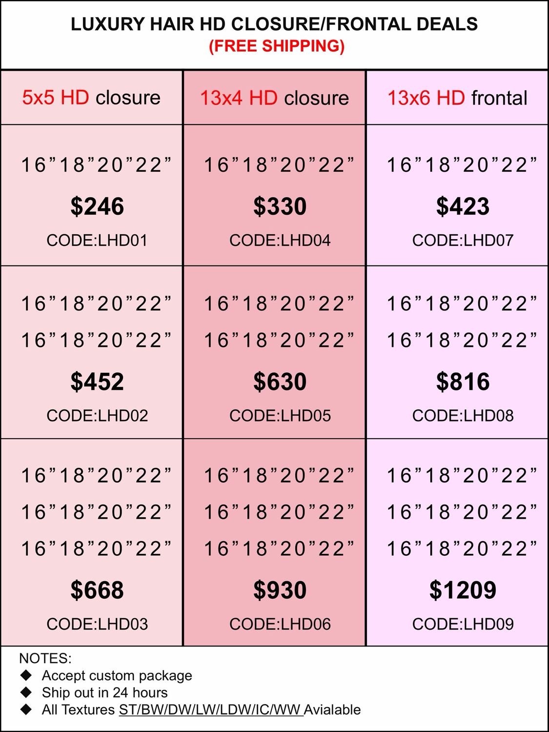 HD Closure &amp; Frontal Deals: Luxury Hair 5x5/13x4/13x6