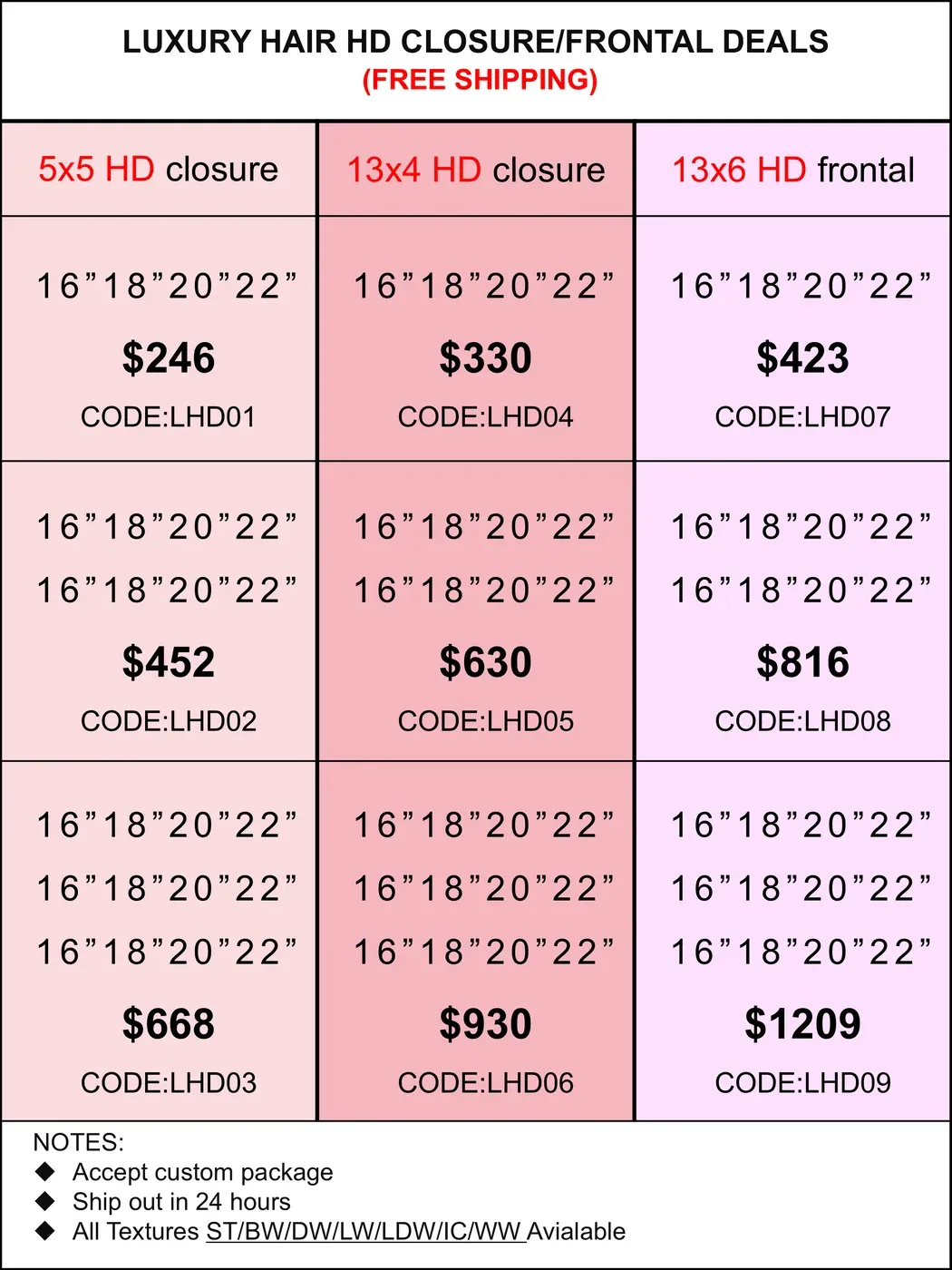 HD Closure &amp; Frontal Deals: Luxury Hair 5x5/13x4/13x6