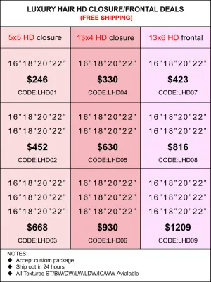 HD Closure &amp; Frontal Deals: Luxury Hair 5x5/13x4/13x6