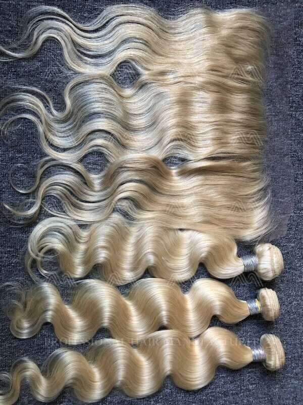 Blonde Hair Body Wave 3 Bundles With 13x4 HD Frontal Deals