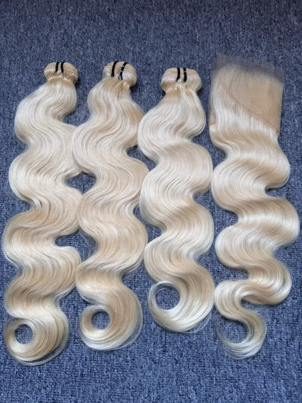 Blonde Hair Body Wave 3 Bundles With 13X4 HD Frontal Deals