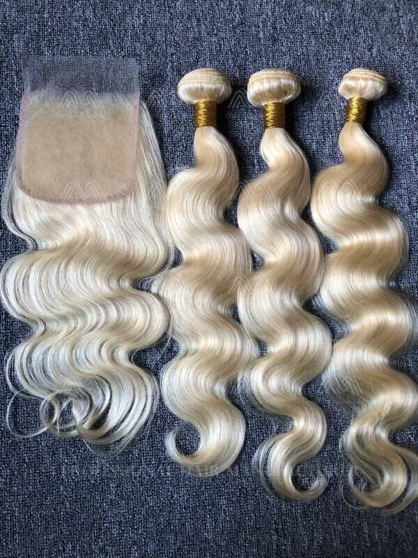 Blonde Hair Body Wave 3 Bundles With 5x5 HD Closure Deals