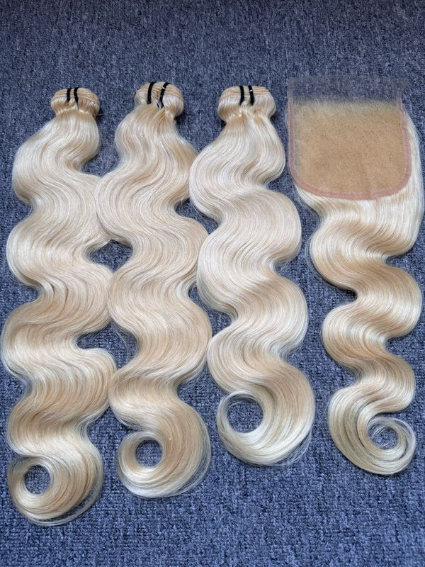 Blonde Hair Body Wave 3 Bundles With 5x5 HD Closure Deals