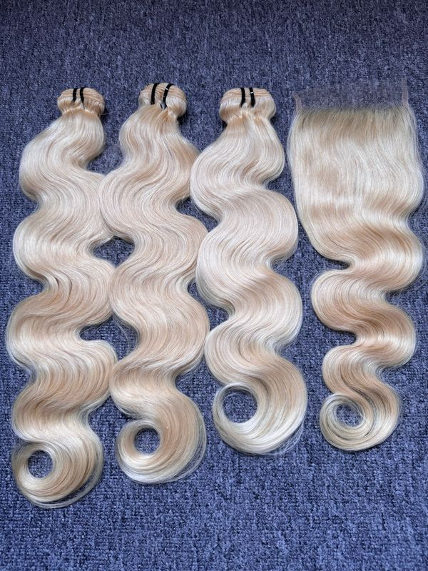 Blonde Hair Body Wave 3 Bundles With 5x5 HD Closure Deals