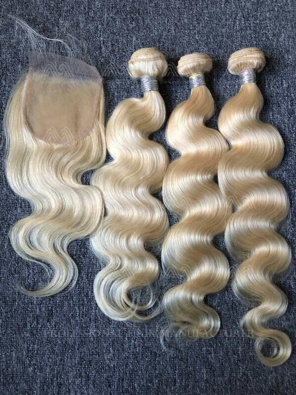 Blonde Hair Body Wave 3 Bundles With 4x4 HD Closure Deals