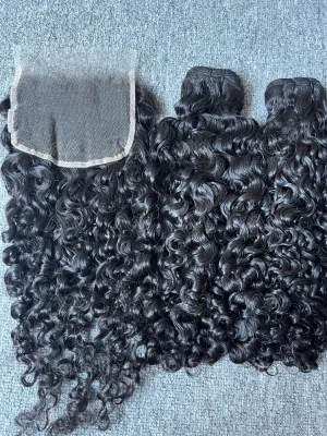 Luxury Hair Burmese Curly 3 Bundles With 5X5 HD Closure Deals