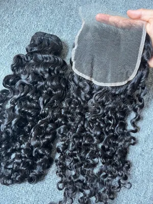 Luxury Hair Burmese Curly 3 Bundles With 5X5 HD Closure Deals