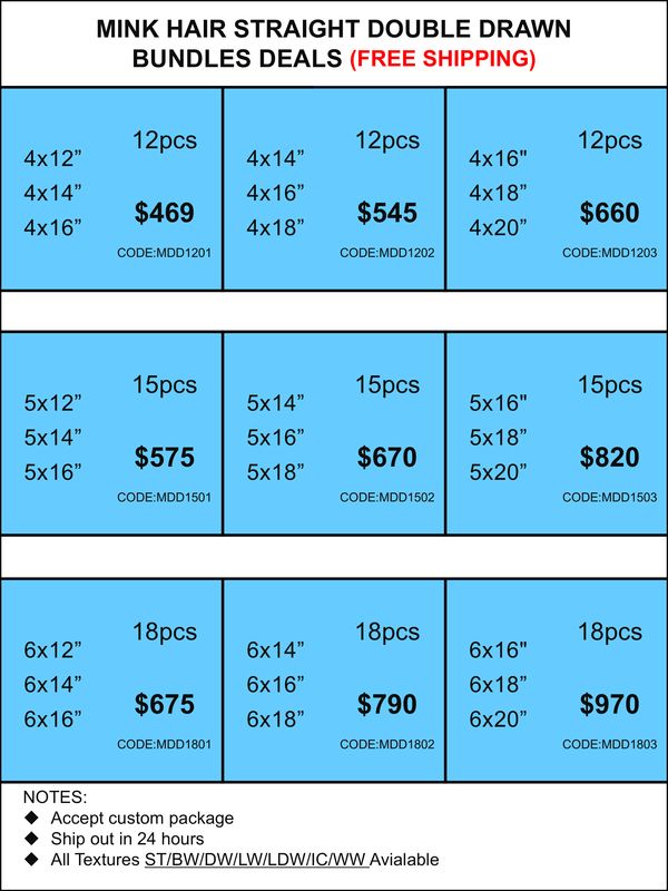 Bundles Deals: Mink Hair Double Drawn Silky Straight